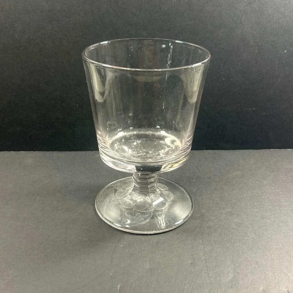 Footed Glass Goblet Clear Ribbed Base Vintage Dish